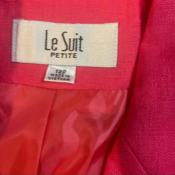 Y2K Pink Powersuit Office Dopamine Girly Minimalist Linen Blazer 12 Petite - Picture 3 of 7